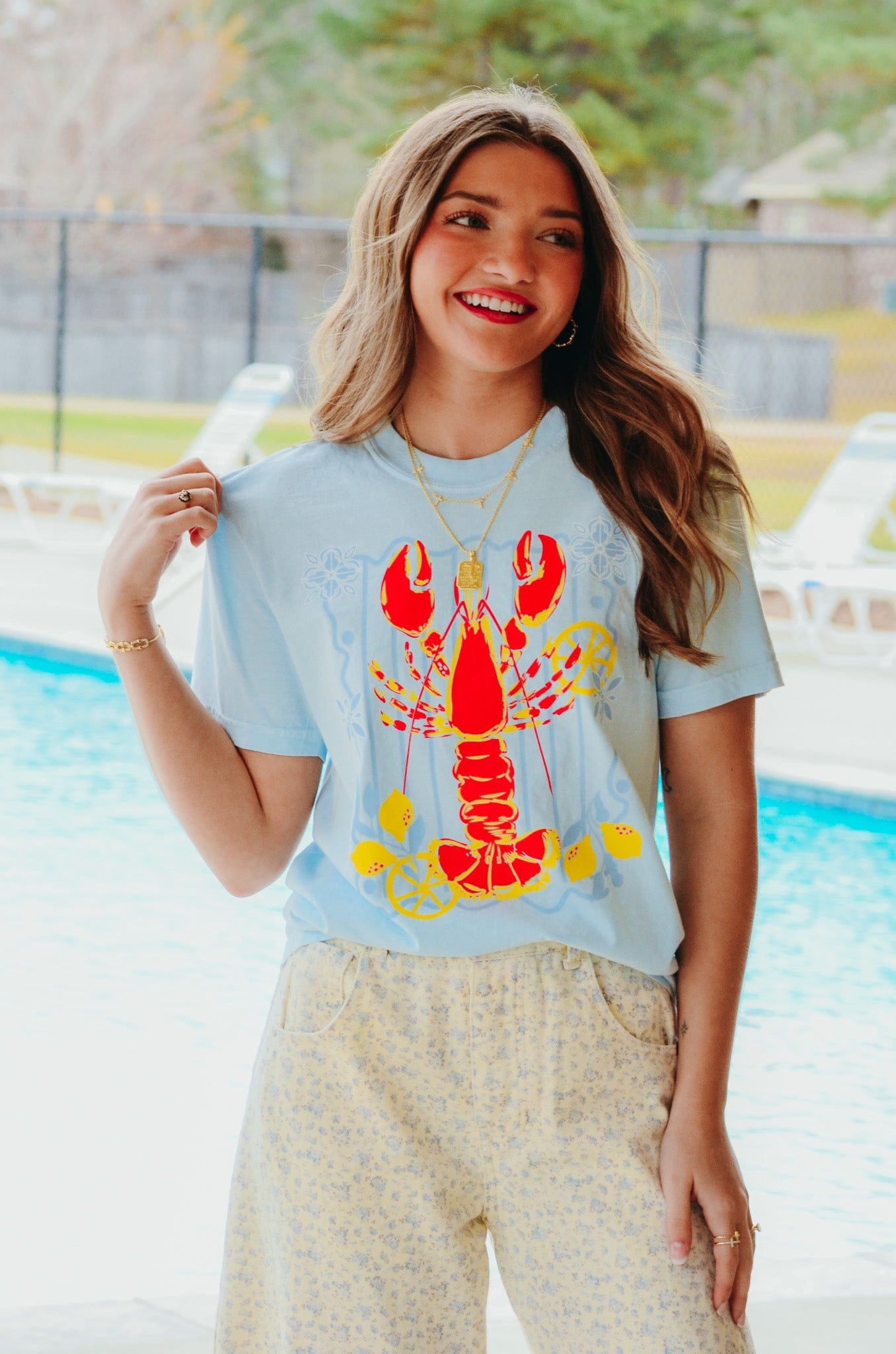Lobster Life Light Blue Tee by Southern Bliss Company, Southern lifestyle apparel detail photo 6