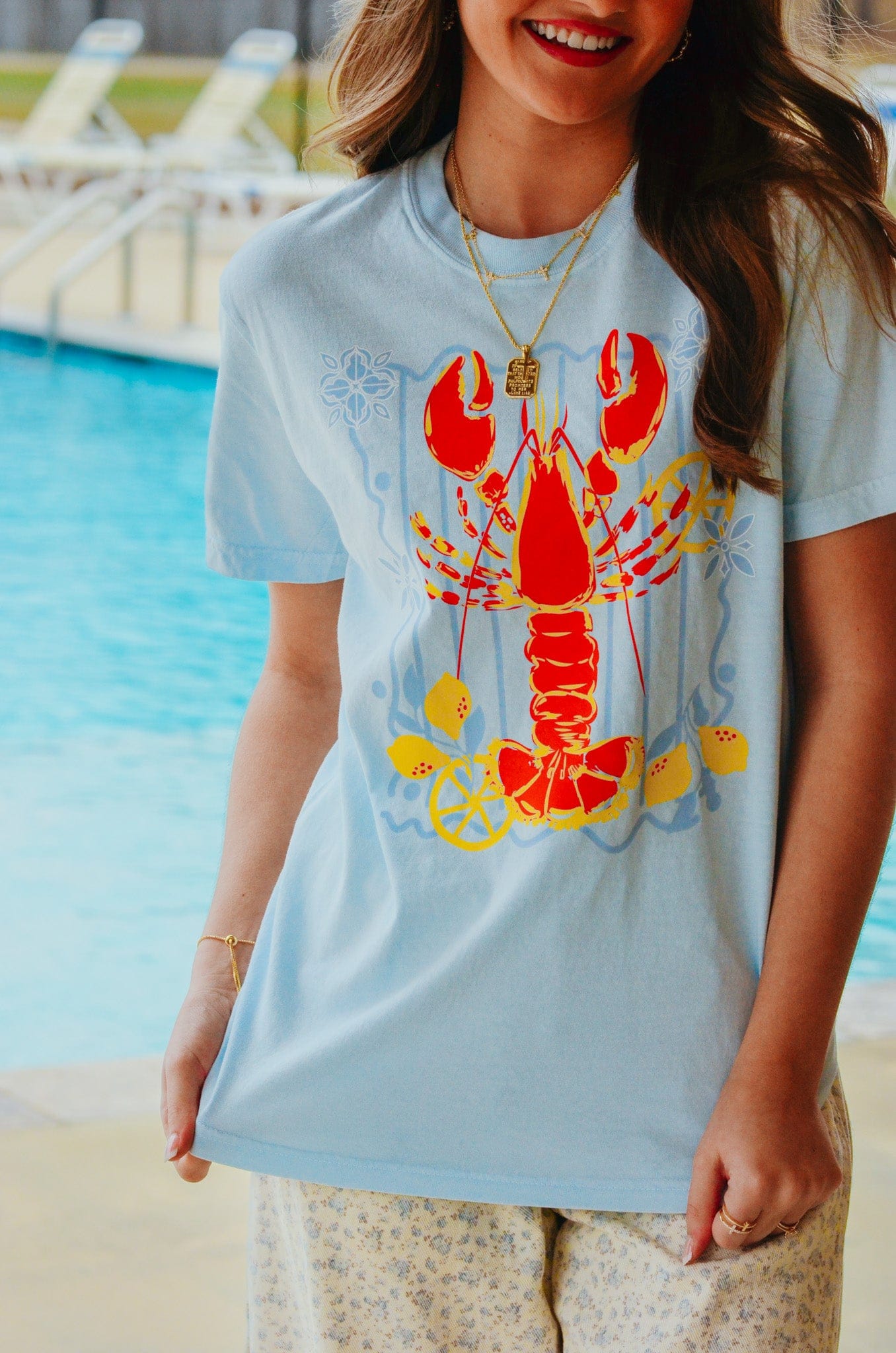 Lobster Life Light Blue Tee by Southern Bliss Company, Southern lifestyle apparel detail photo 8