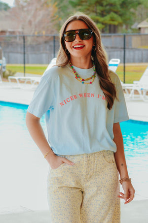 Nicer When I'm Tan Light Blue Tee by Southern Bliss Company, Southern lifestyle apparel detail photo 10