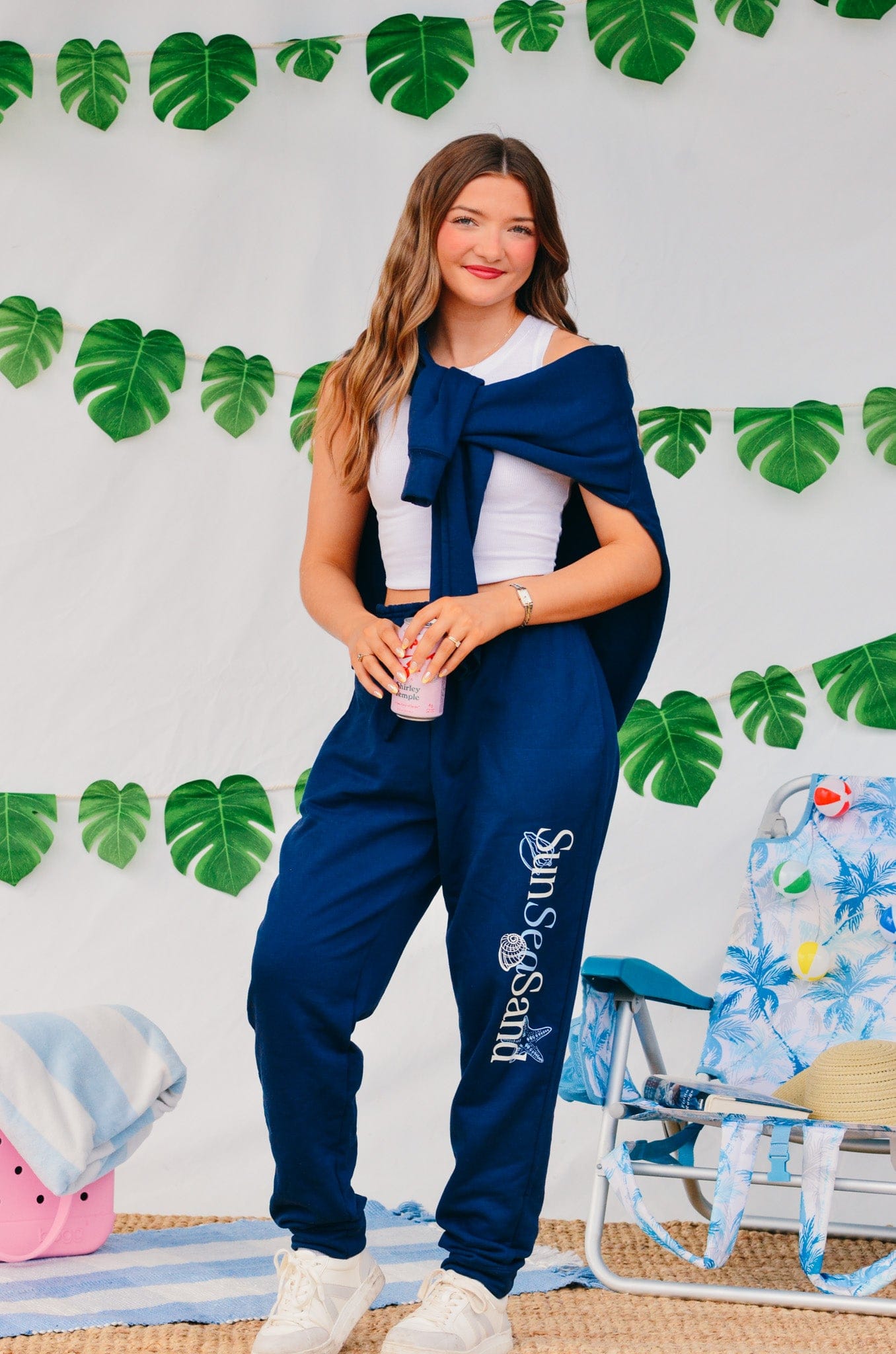 Sun Sea Sand Navy Joggers by Southern Bliss Company, clothing detail photo 2