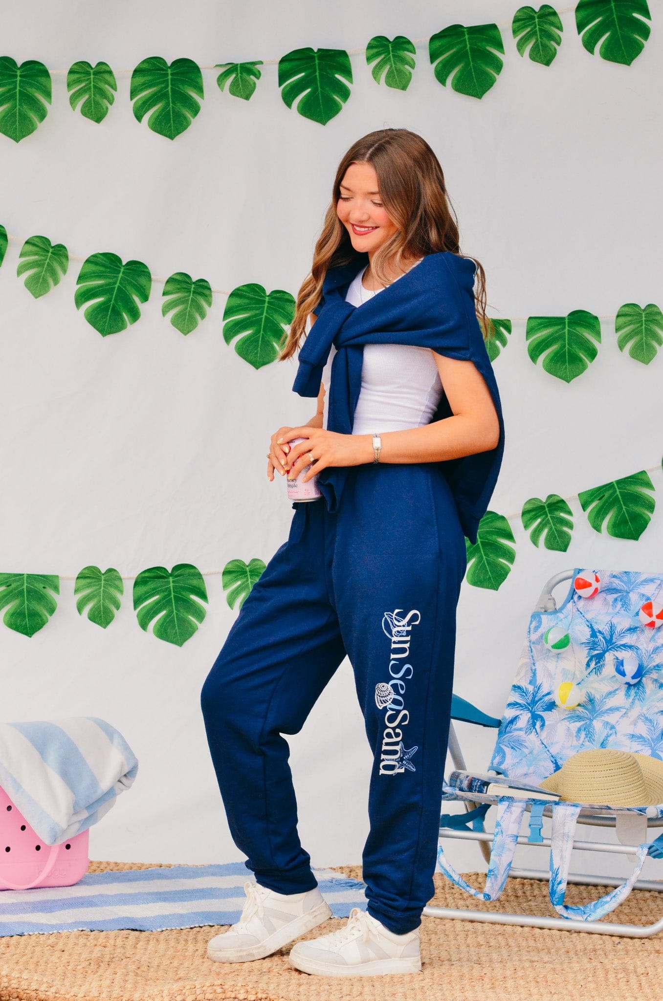 Sun Sea Sand Navy Joggers by Southern Bliss Company, clothing detail photo 10