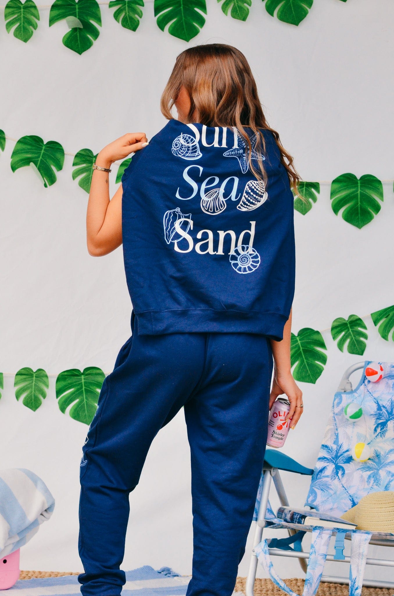 Sun Sea Sand Navy Joggers by Southern Bliss Company, clothing detail photo 11