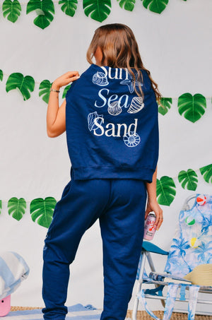 Sun Sea Sand Navy Joggers by Southern Bliss Company, clothing detail photo 11