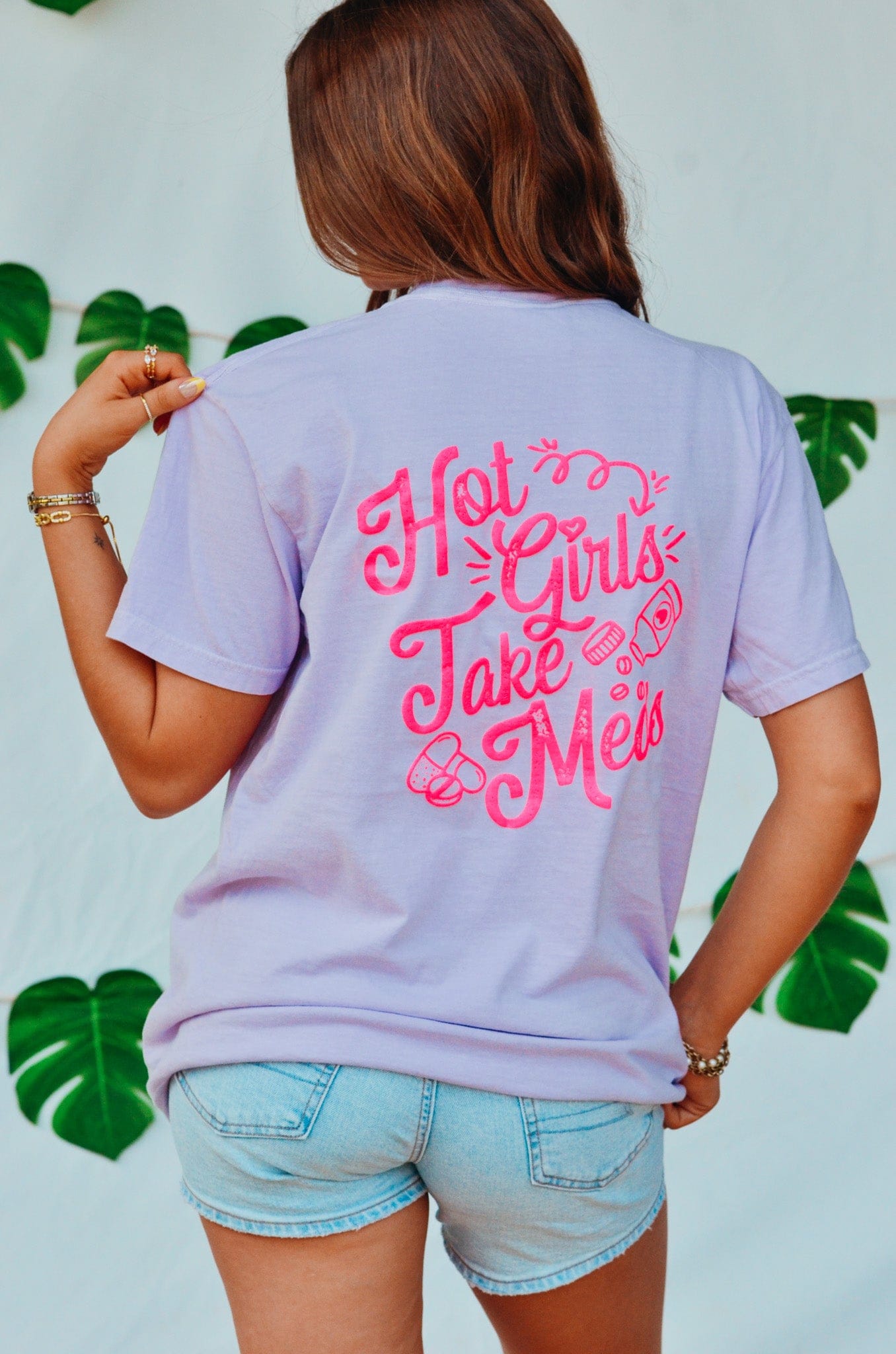Hot Girls Take Meds Purple Tee by Southern Bliss Company, Southern lifestyle apparel detail photo 6