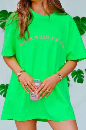 Nicer When I'm Tan Neon Green Tee by Southern Bliss Company, Southern lifestyle apparel detail photo 6