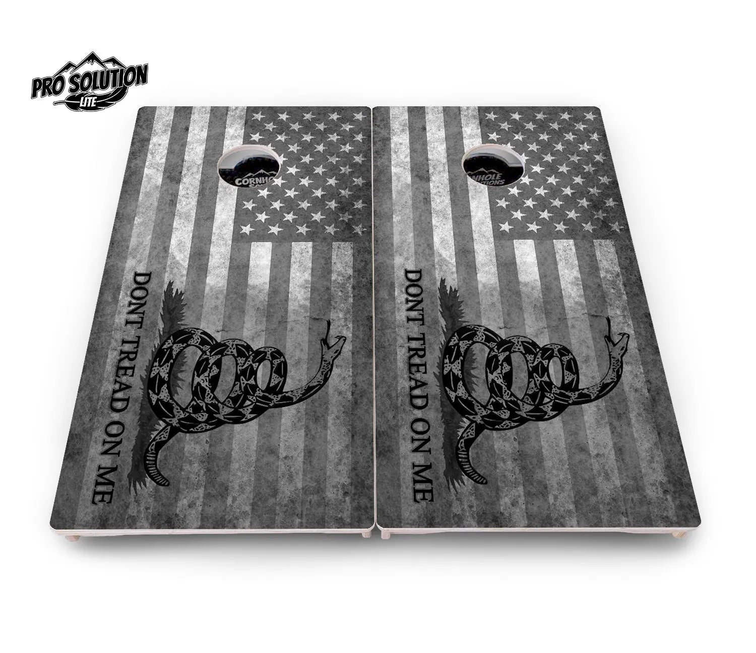 DTOM B&W Flag Cornhole Boards - Pro Solution Lite Series by Cornhole Solutions, custom cornhole board detail photo 4