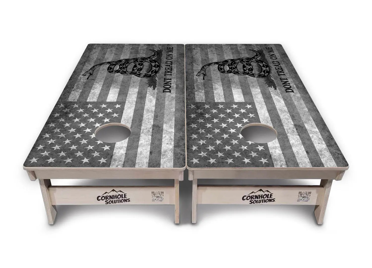 DTOM B&W Flag Cornhole Boards - Professional Tournament Series by Cornhole Solutions, custom cornhole board detail photo 2