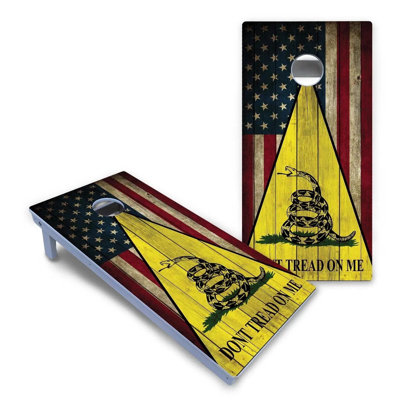 DTOM Rustic Triangle Cornhole Boards - All Weather Series by Cornhole Solutions, custom cornhole board detail photo 2