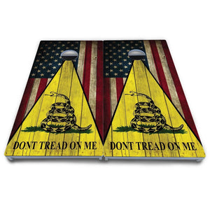 DTOM Rustic Triangle Cornhole Boards - All Weather Series by Cornhole Solutions, custom cornhole board detail photo 4