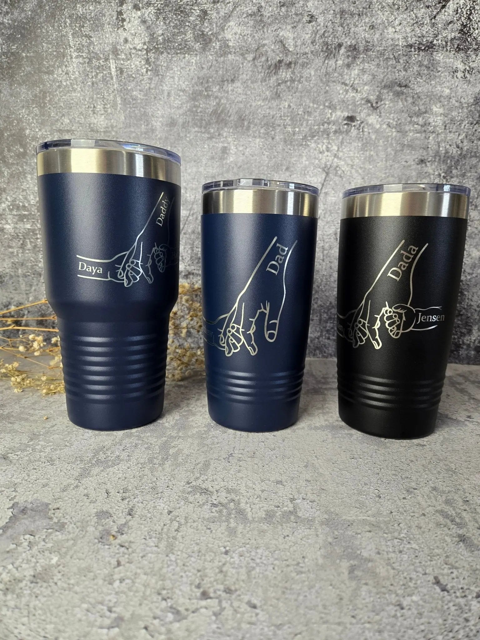 Dad Fist Bump Kids Names by EverLee Creations, custom tumbler main product photo