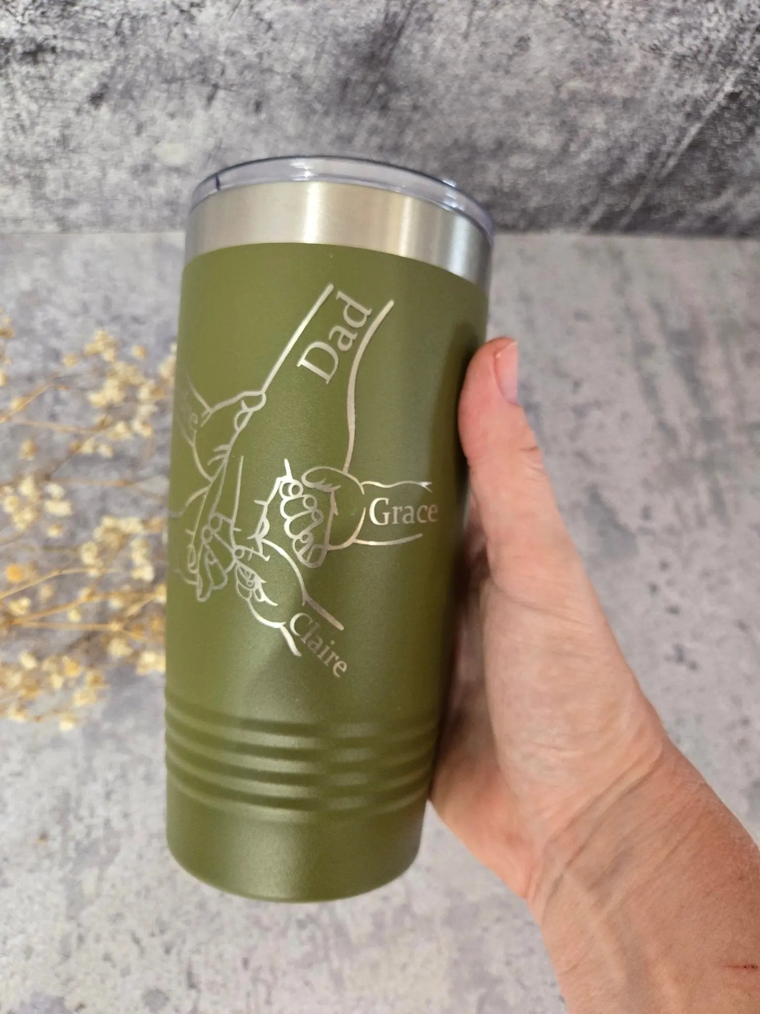 Dad Fist Bump Kids Names by EverLee Creations, custom tumbler detail photo 5