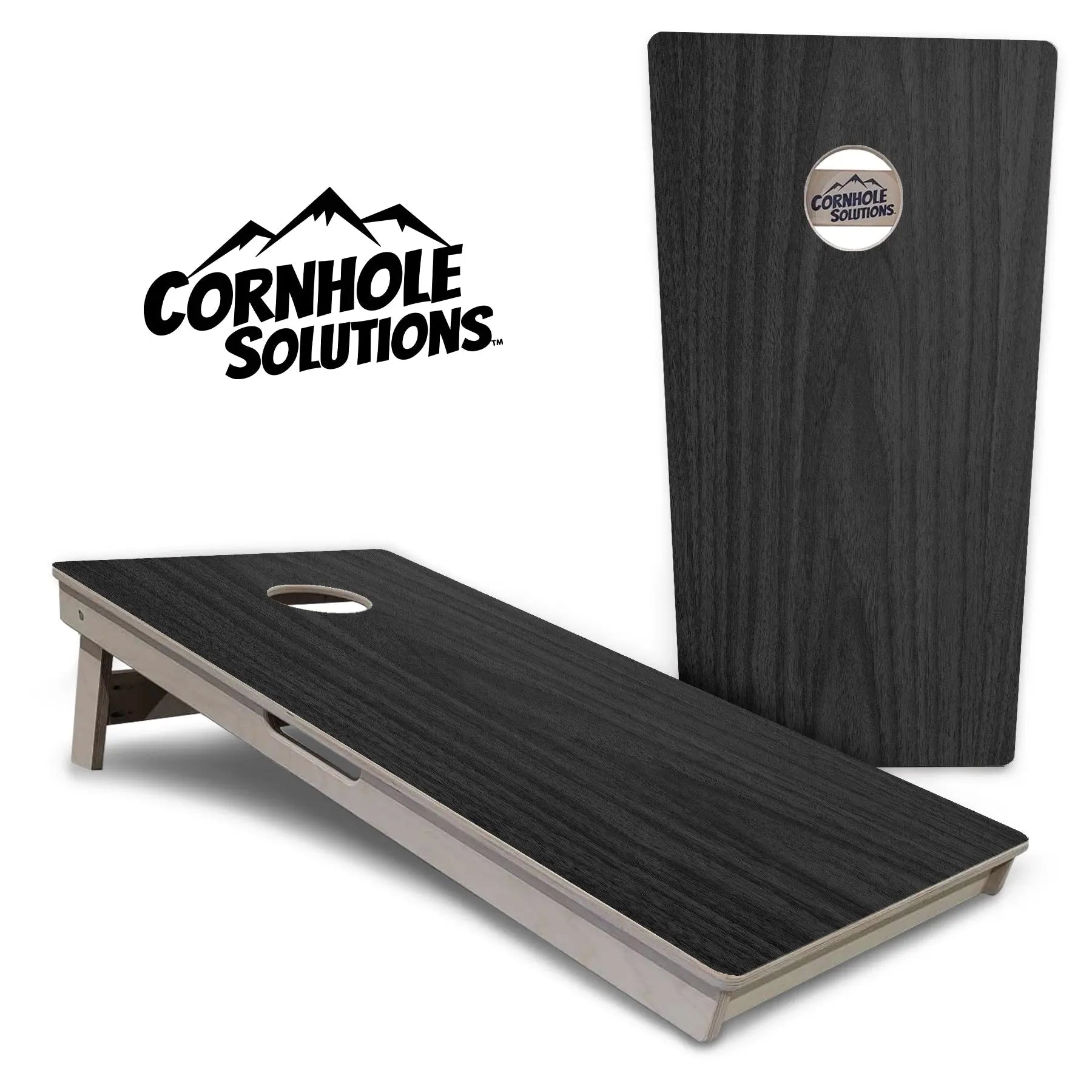 Dark Grey Wood Cornhole Boards - Professional Tournament Series by Cornhole Solutions, custom cornhole board main product photo