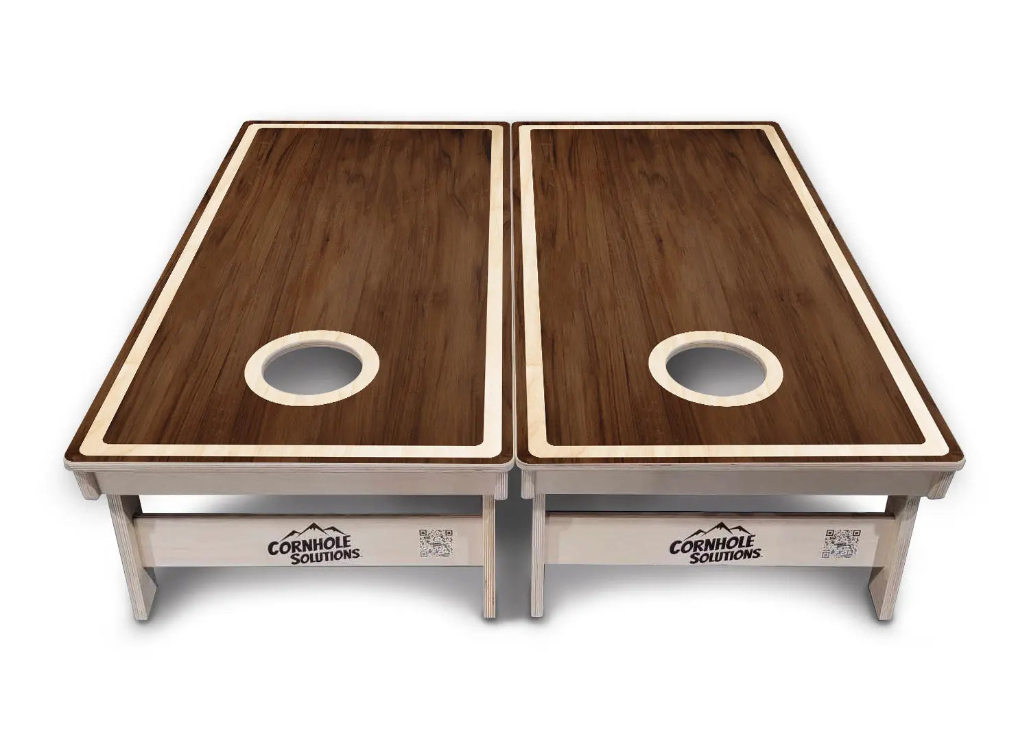 Dark Wood Natural Border Cornhole Boards - Professional Tournament Series by Cornhole Solutions, custom cornhole board detail photo 2