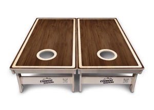Dark Wood Natural Border Cornhole Boards - Professional Tournament Series by Cornhole Solutions, custom cornhole board detail photo 2