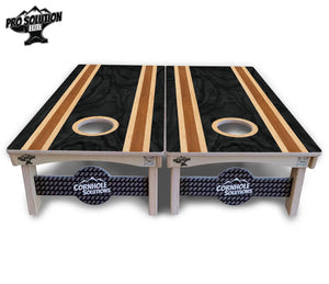 Dark Wood Stripe Cornhole Boards - Pro Solution Elite Series by Cornhole Solutions, custom cornhole board detail photo 3