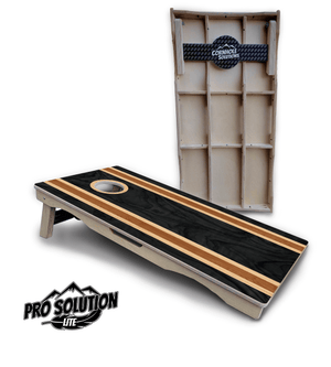Dark Wood Stripes Cornhole Boards - Pro Solution Lite Series