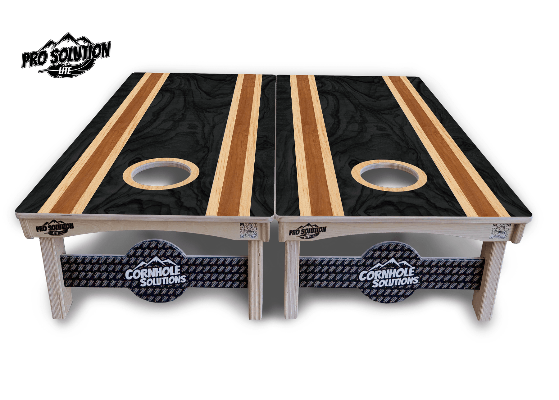 Dark Wood Stripes Cornhole Boards - Pro Solution Lite Series