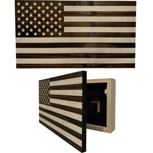 American Flag Decorative & Secure Wall-Mounted Gun Cabinet (Dark Walnut) by Bellewood Designs, Southern home decor main product photo