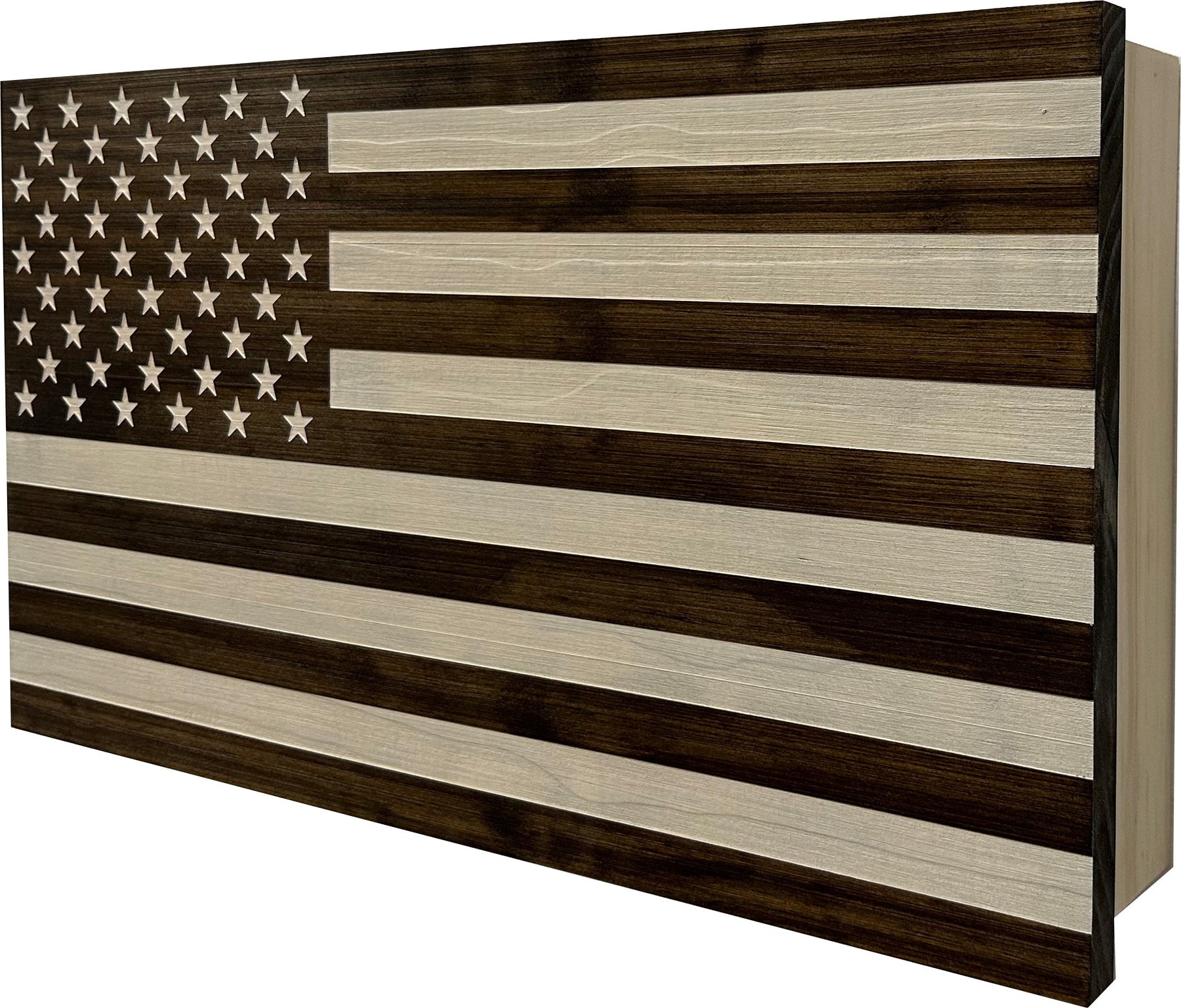 American Flag Decorative & Secure Wall-Mounted Gun Cabinet (Dark Walnut) by Bellewood Designs, Southern home decor detail photo 8