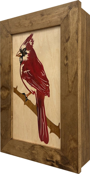 Red Cardinal Bird Gun Concealment Furniture - Handcrafted Hidden Gun Storage Wall Decor - Hidden Gun Shelf with Magnetic Lock for Quick Access by Bellewood Designs, Southern home