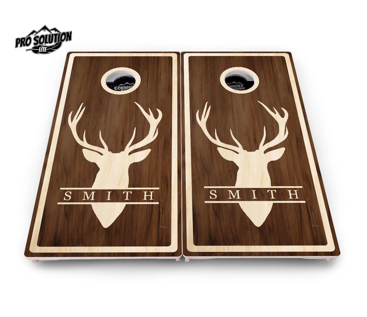Deer Head Name Cornhole Boards - Pro Solution Lite Series by Cornhole Solutions, custom cornhole board detail photo 2