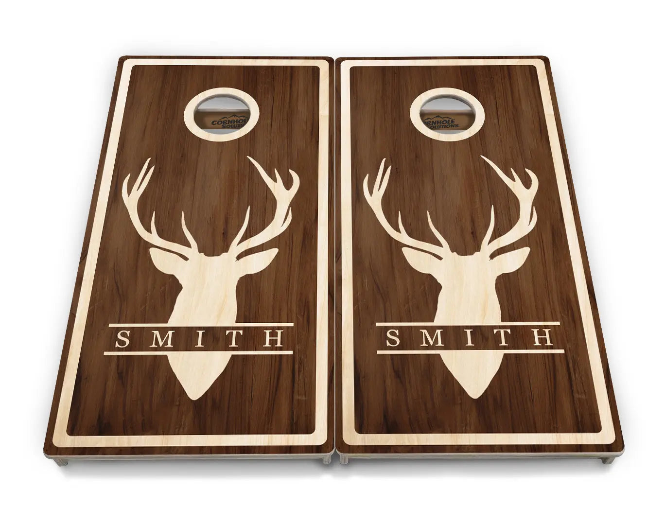 Deer Head Name Cornhole Boards - Professional Tournament Series - Personalized by Cornhole Solutions, custom cornhole board detail photo 2