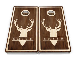Deer Head Name Cornhole Boards - Professional Tournament Series - Personalized by Cornhole Solutions, custom cornhole board detail photo 2
