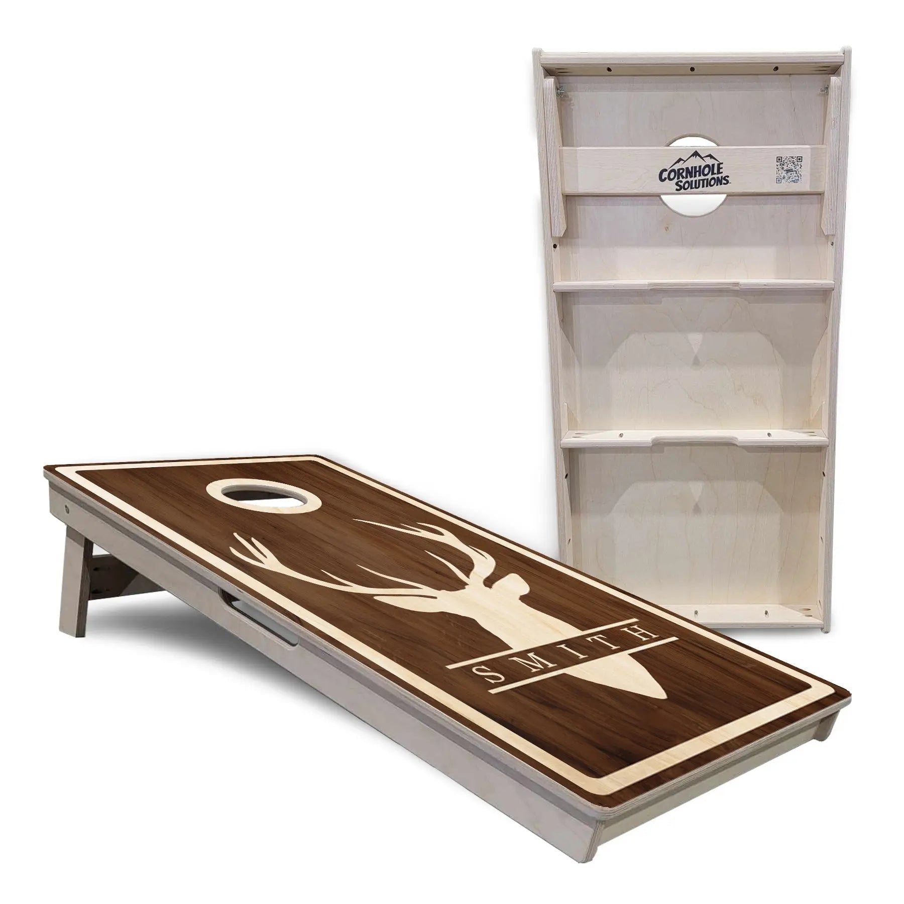 Deer Head Name Cornhole Boards - Professional Tournament Series - Personalized by Cornhole Solutions, custom cornhole board detail photo 4