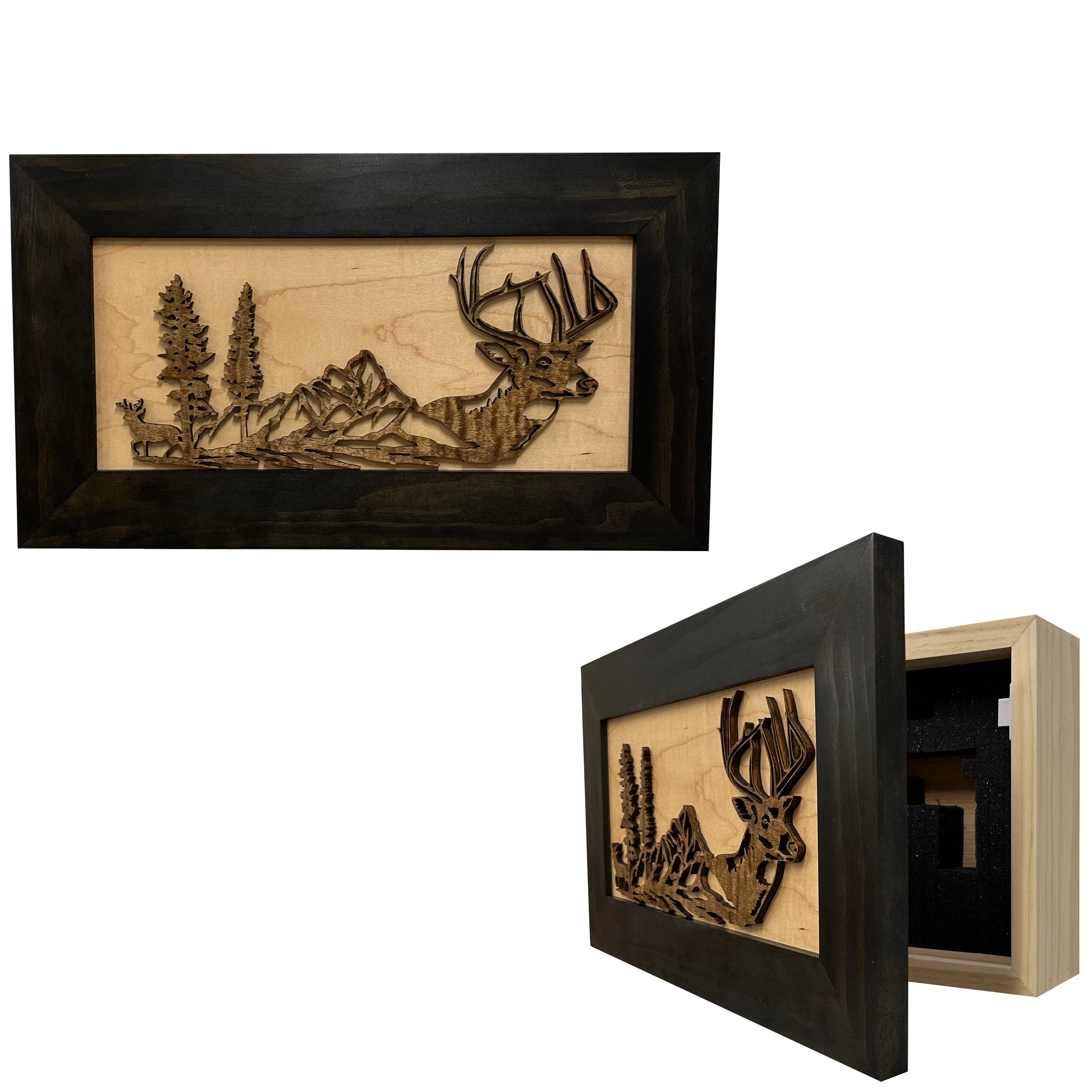 Decorative Secure Gun Cabinet with Deer Scene - Wall-Mounted Gun Safe To Securely Store Your Personal Protection by Bellewood Designs, Southern home decor main product photo