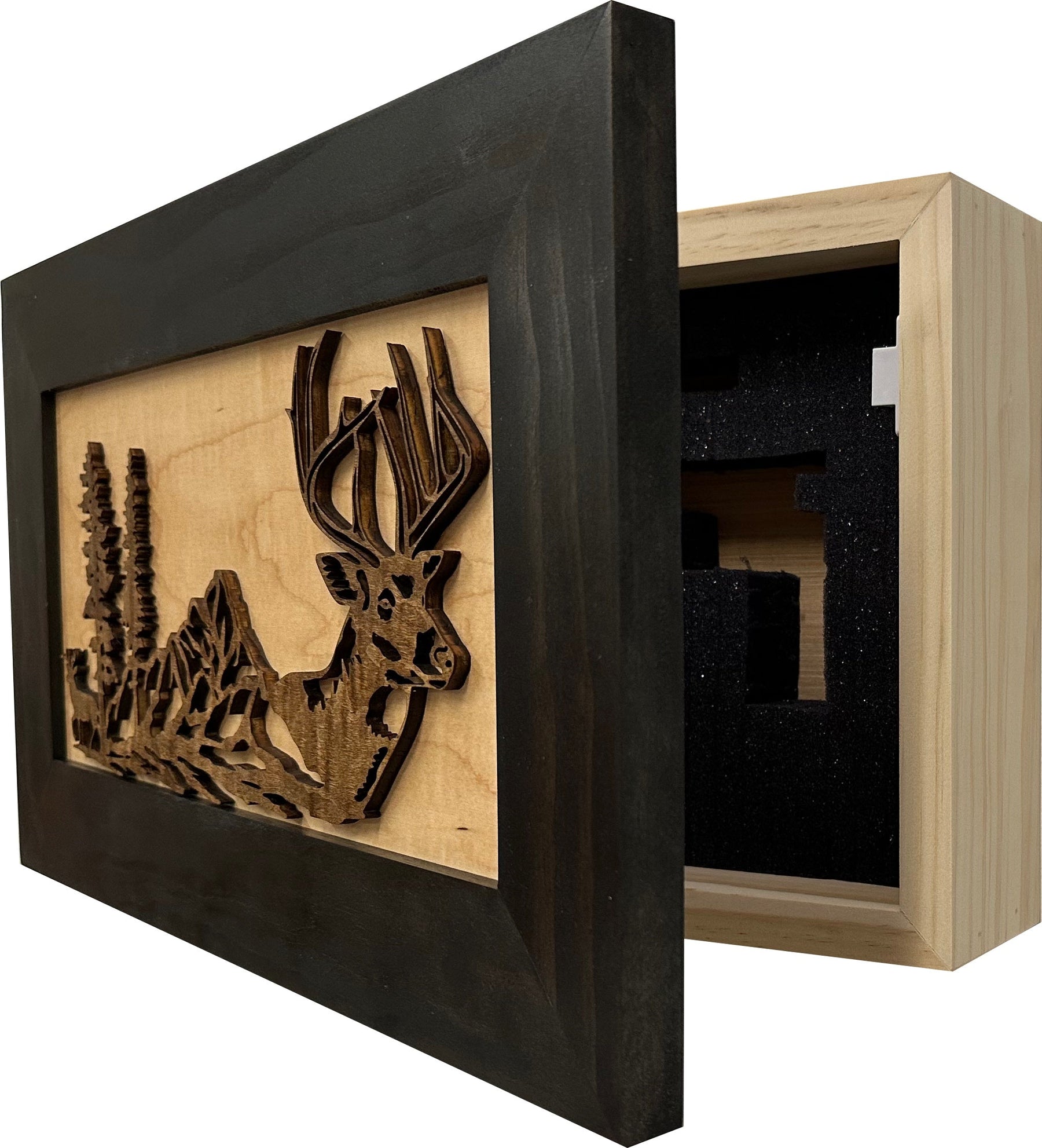Decorative Secure Gun Cabinet with Deer Scene - Wall-Mounted Gun Safe To Securely Store Your Personal Protection by Bellewood Designs, Southern home decor detail photo 4