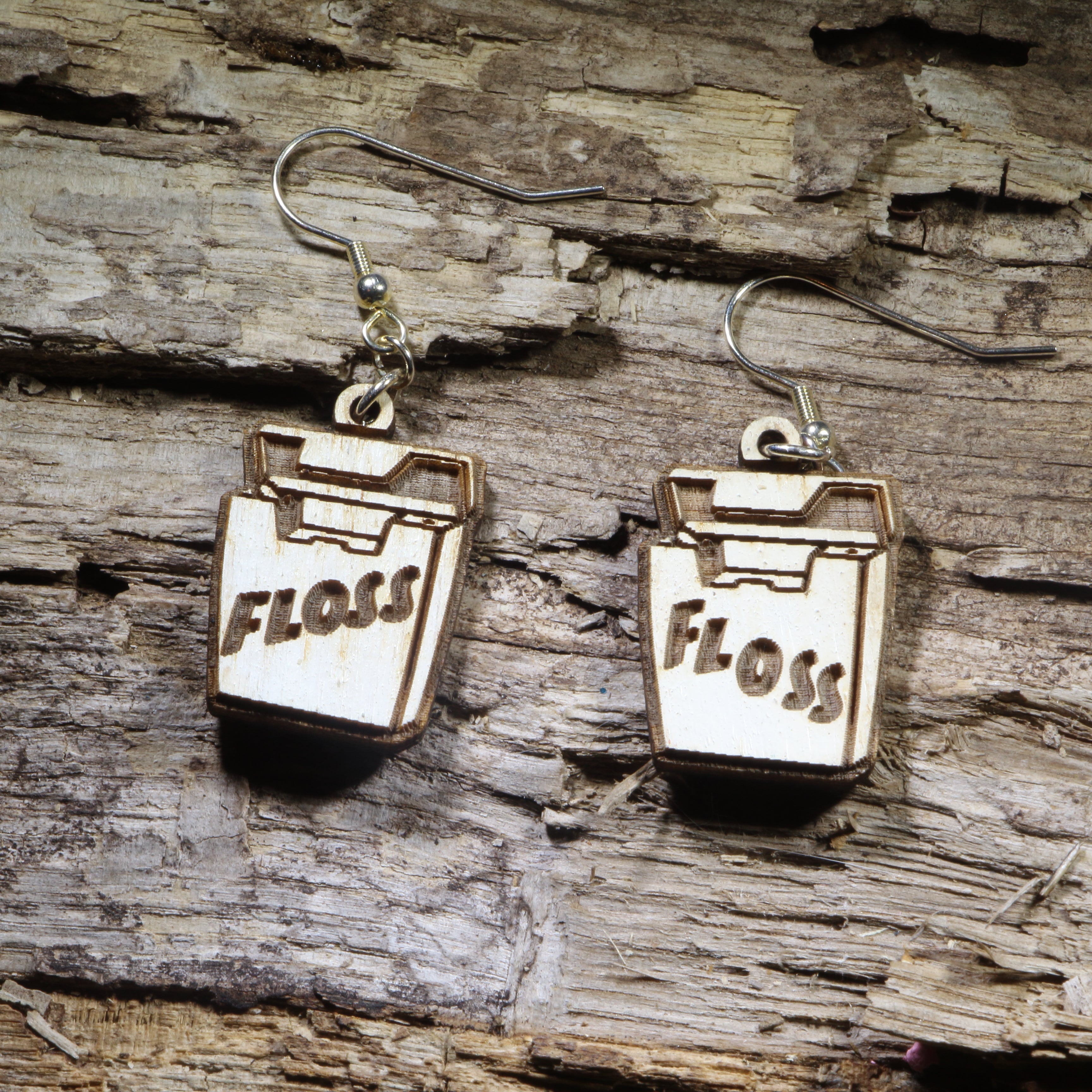 Dental Floss Wooden Dangle Earrings | Dentist Dental Hygiene Jewelry by Cate's Concepts, LLC