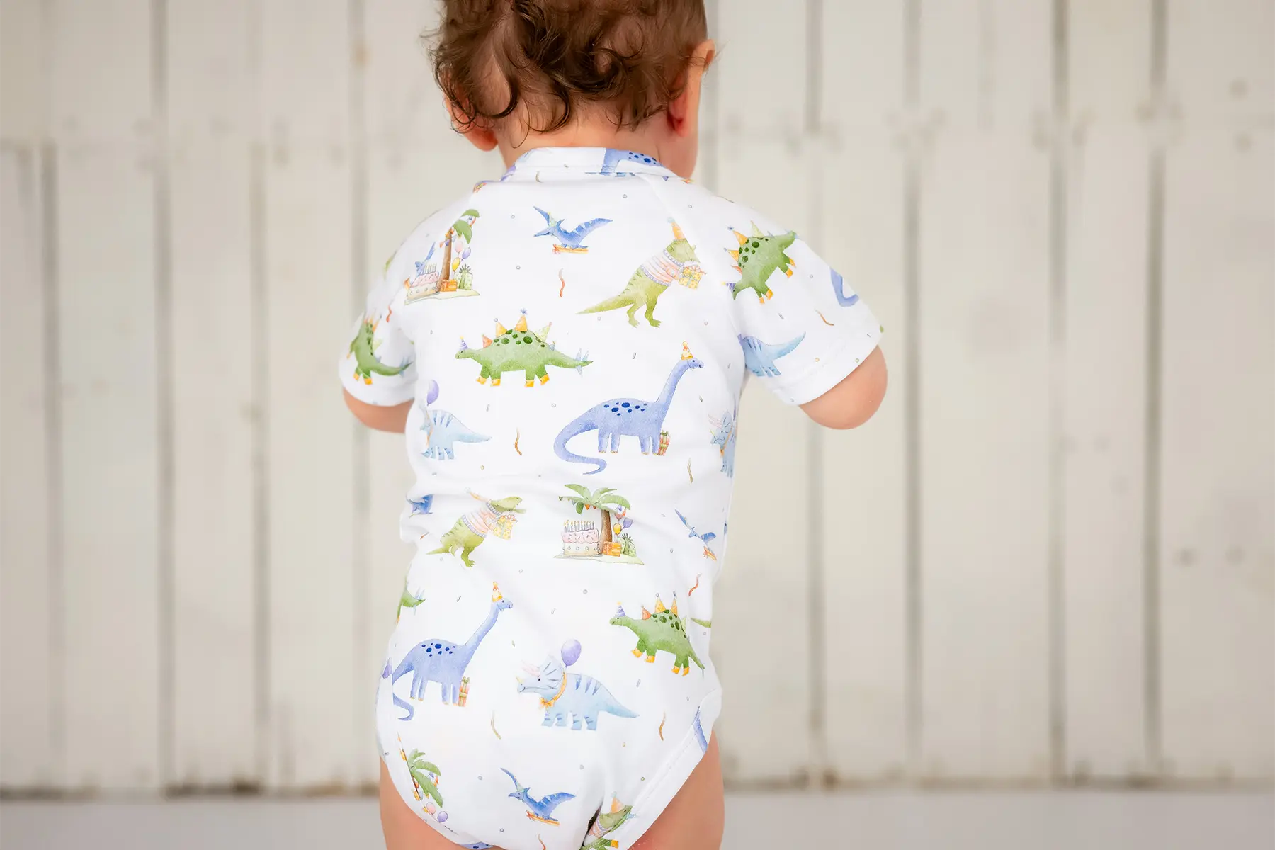 Dino-mite Birthday Organic Cotton Baby Onesie by Nola Tawk, Southern lifestyle apparel detail photo 2