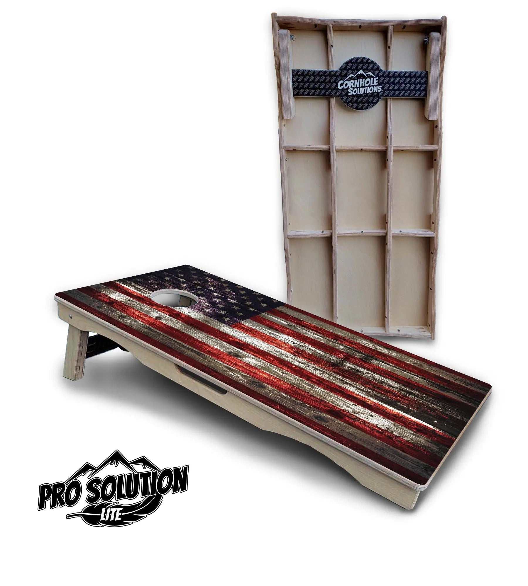 Distressed Flag Cornhole Boards - Pro Solution Lite Series by Cornhole Solutions, custom cornhole board main product photo