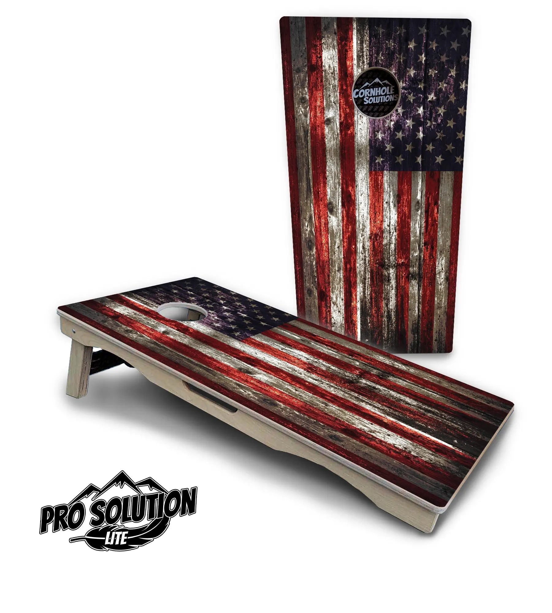 Distressed Flag Cornhole Boards - Pro Solution Lite Series by Cornhole Solutions, custom cornhole board detail photo 4