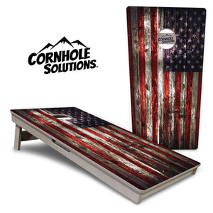 Distressed Flag Cornhole Boards - Professional Tournament Series by Cornhole Solutions, custom cornhole board main product photo