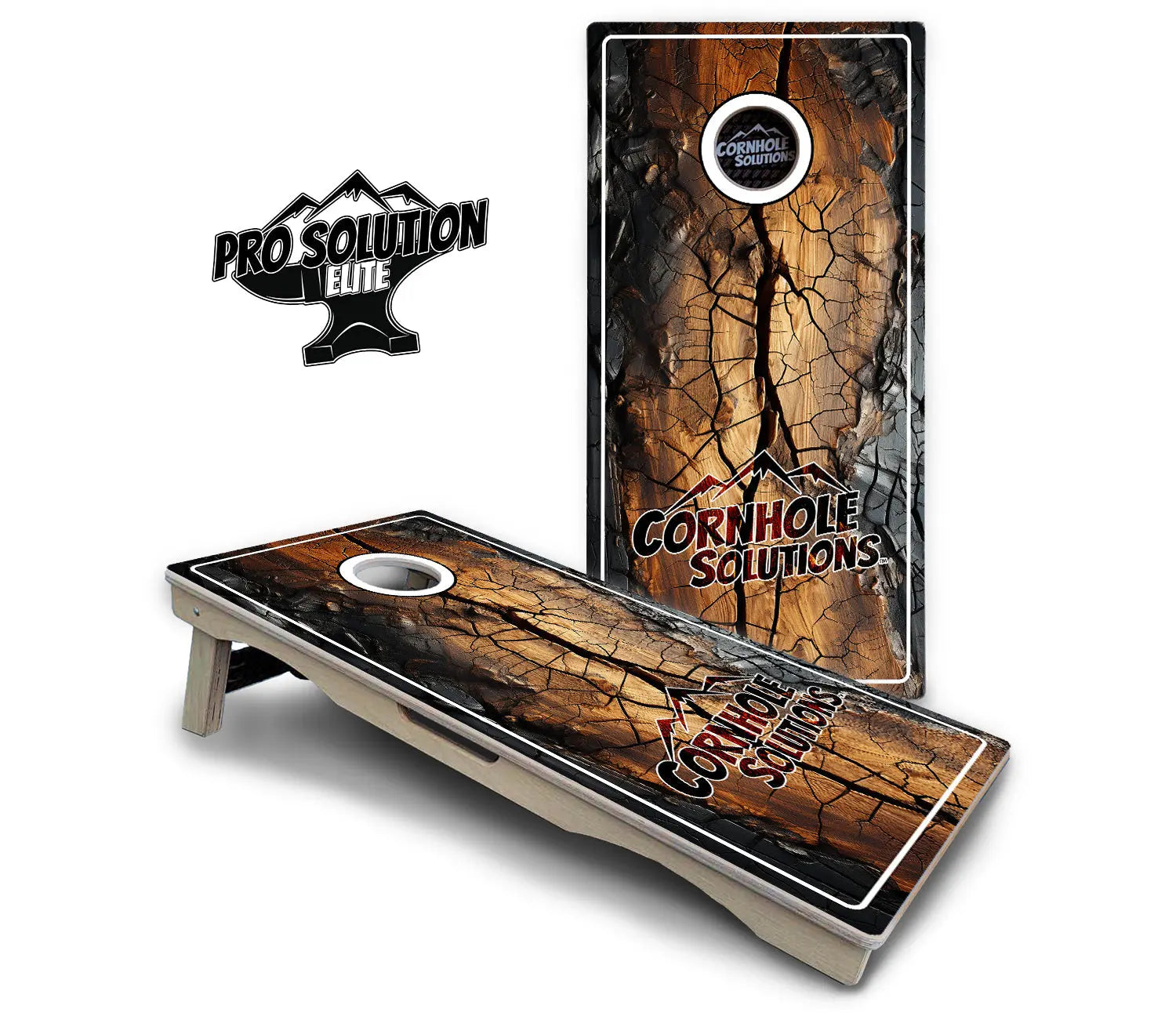 Distressed Live Edge Cornhole Boards - Pro Solution Elite Series by Cornhole Solutions, custom cornhole board detail photo 2