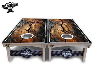 Distressed Live Edge Cornhole Boards - Pro Solution Elite Series by Cornhole Solutions, custom cornhole board detail photo 3