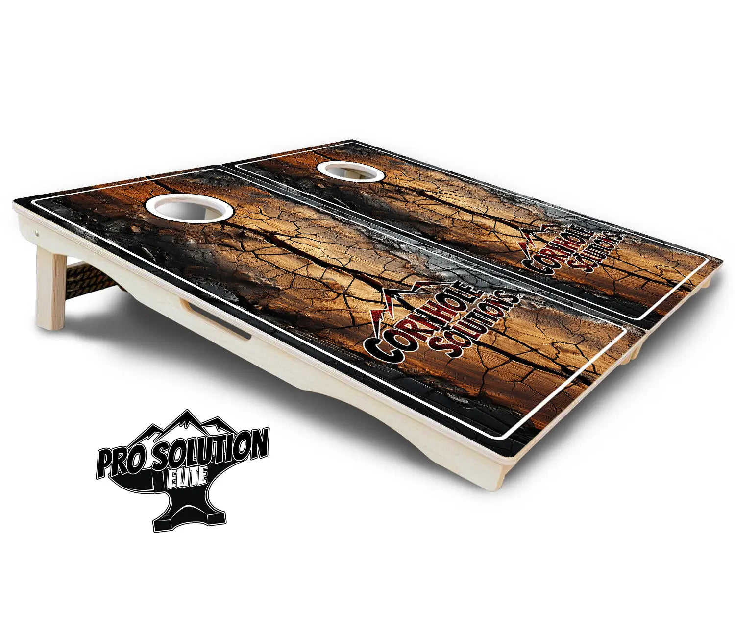 Distressed Live Edge Cornhole Boards - Pro Solution Elite Series by Cornhole Solutions, custom cornhole board detail photo 5