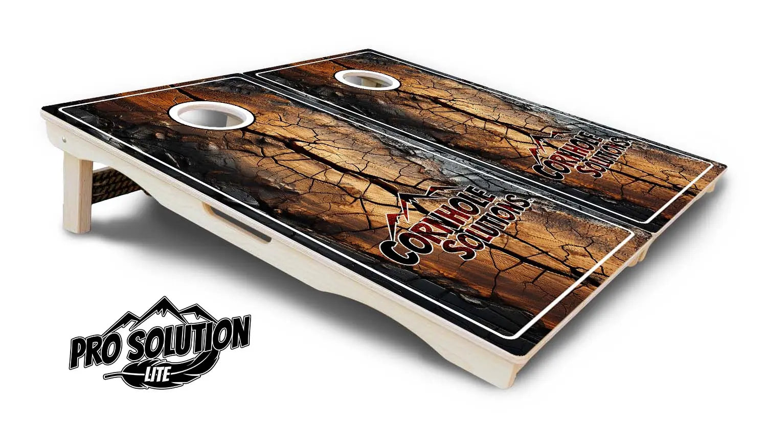 Distressed Live Edge Cornhole Boards - Pro Solution Lite Series by Cornhole Solutions, custom cornhole board detail photo 5