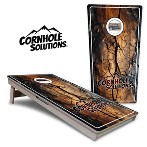 Distressed Live Edge Cornhole Boards - Professional Tournament Series by Cornhole Solutions, custom cornhole board main product photo