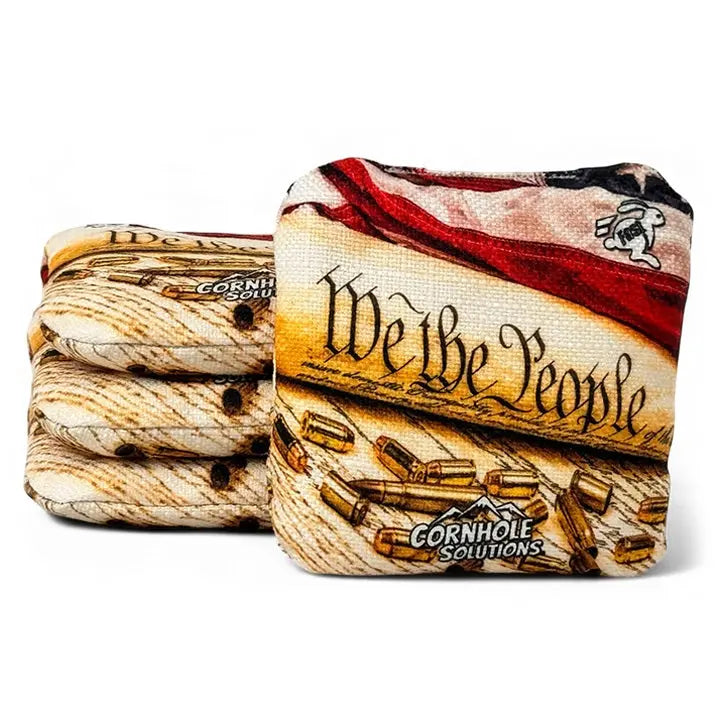 Distressed Stars/WTP - Pro Style REC Cornhole Bags – Regulation 6"x6" – Full Set of 8 by Cornhole Solutions, custom cornhole board detail photo 3