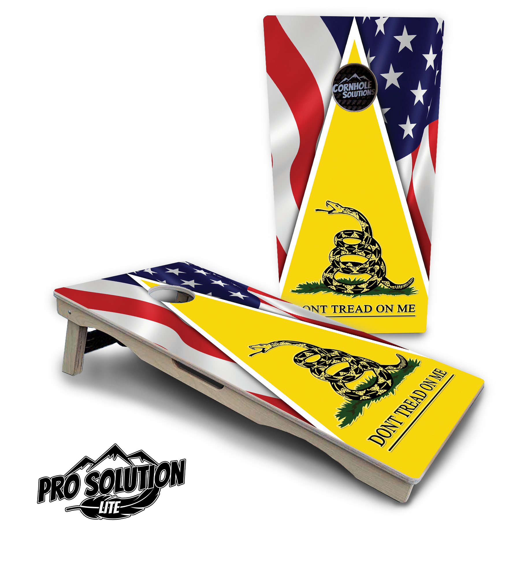 DTOM Yellow Triangle Cornhole Boards - Pro Solution Lite Series by Cornhole Solutions, custom cornhole board detail photo 4
