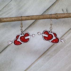 Double Heart Arrow Wooden Earrings | Romantic Love Jewelry