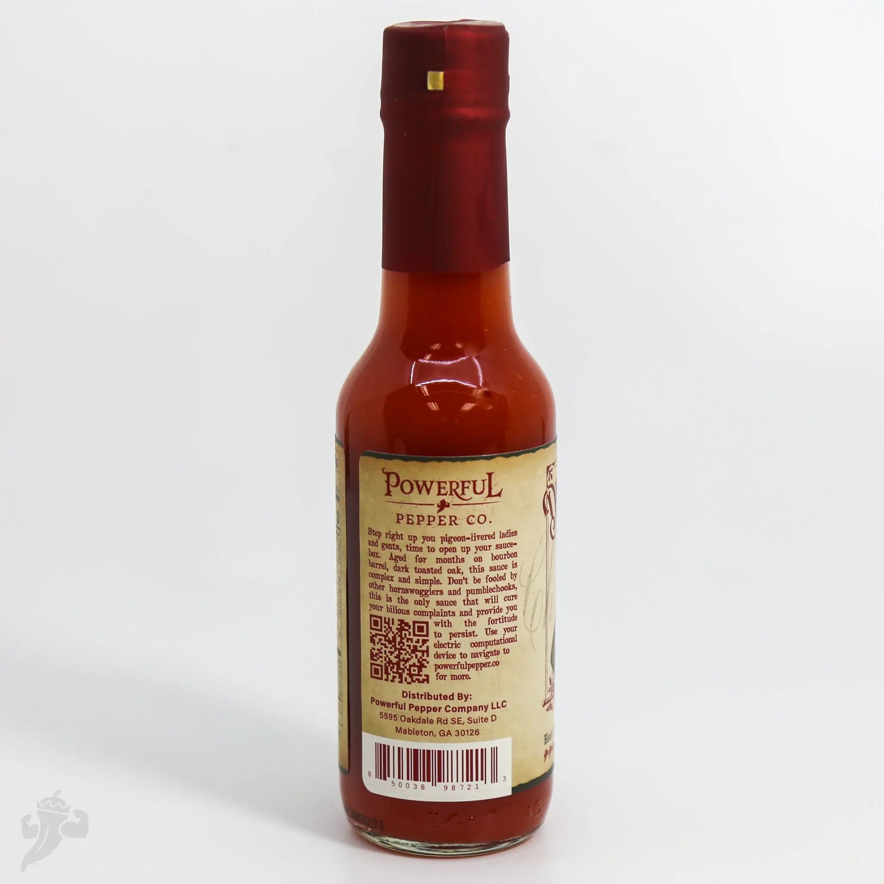 Dr. Gleaton's Chili Elixir Barrel Aged Hot Sauce. by Powerful Pepper Company, Southern food gift detail photo 2