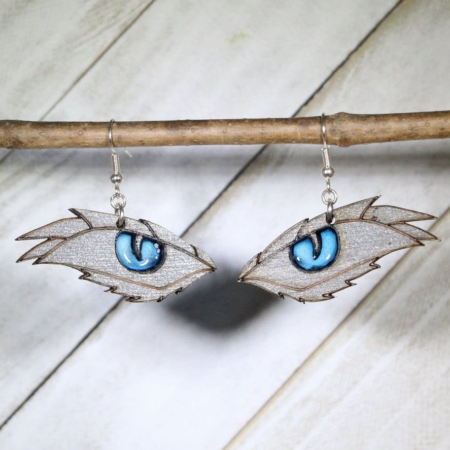 Dragon Eye Wooden Dangle Earrings | Fantasy Mythical Jewelry by Cate's Concepts, LLC, handmade jewelry main product photo