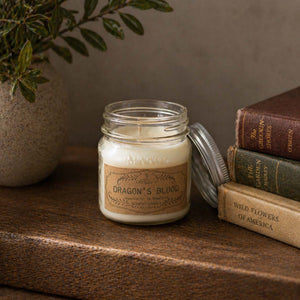 Dragon's Blood 7.5oz Candle by Dewdrop Mystique LLC, scented candle main product photo