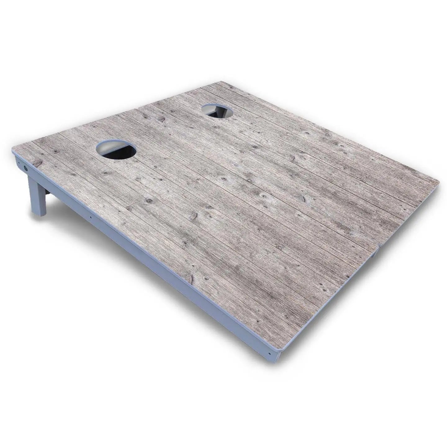 Driftwood Grey Stained Cornhole Boards - All Weather Series by Cornhole Solutions, custom cornhole board detail photo 3