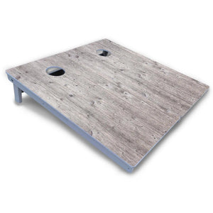Driftwood Grey Stained Cornhole Boards - All Weather Series by Cornhole Solutions, custom cornhole board detail photo 3