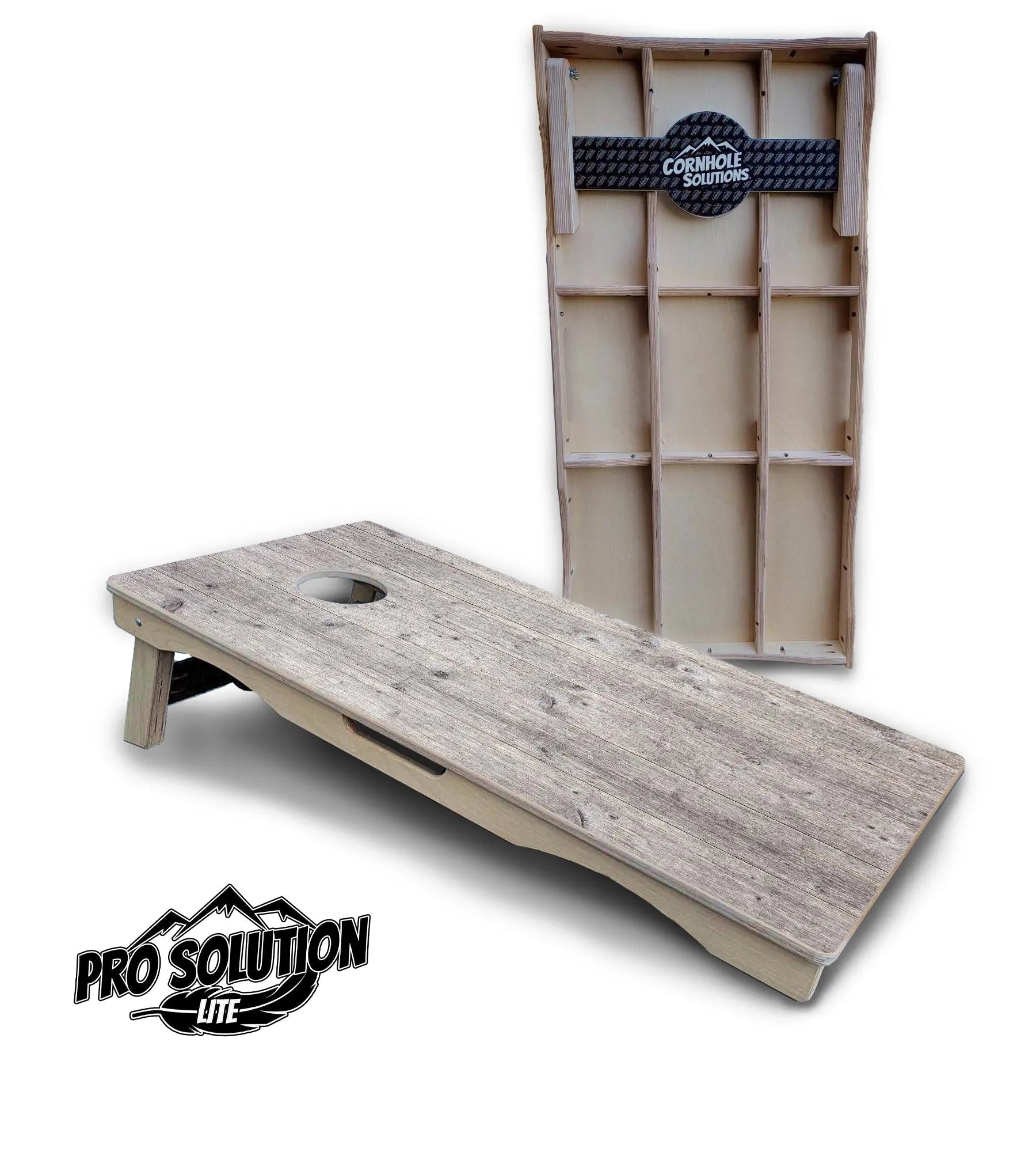 Driftwood Grey Stained Cornhole Boards - Pro Solution Lite Series by Cornhole Solutions, custom cornhole board main product photo