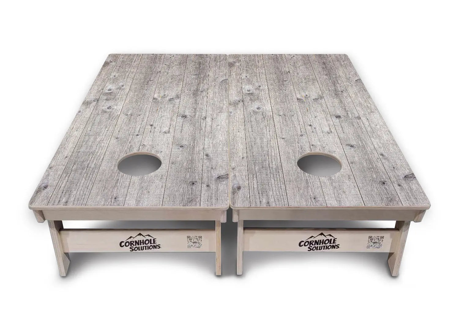 Driftwood Grey-Stained Cornhole Boards - Professional Tournament Series by Cornhole Solutions, custom cornhole board detail photo 2